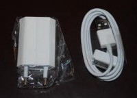 2 EN 1 CARGADOR DE RED USB + CABLE DE DATOS IPHONE 4G 4S IPAD 2 3 IPOD BLANCO